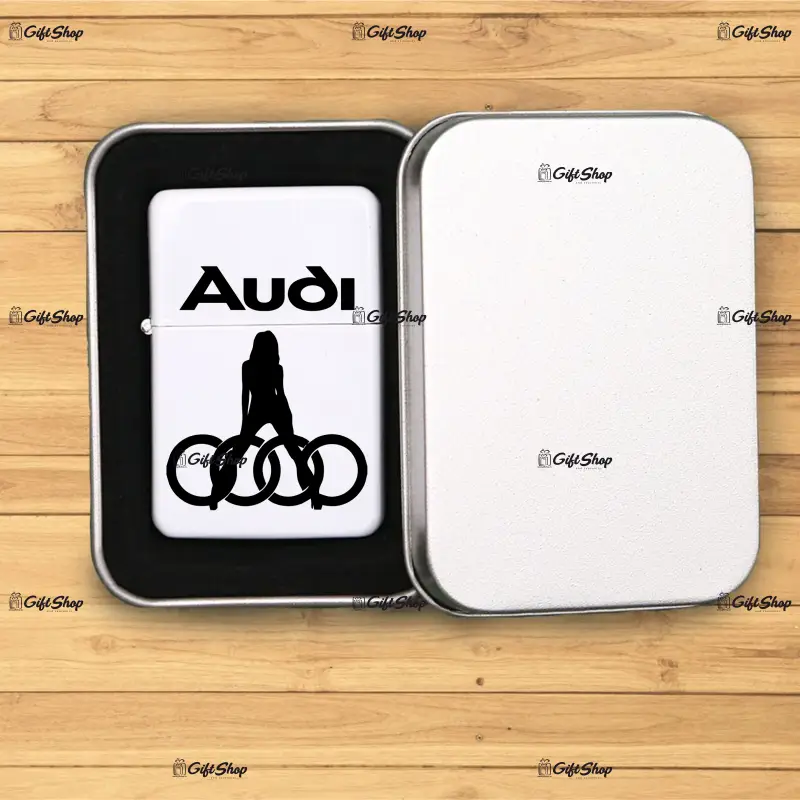 Audi, bricheta metalica gravata laser cu mesaj model 1